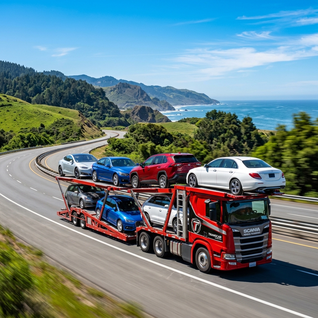 America Car Transport - Easy 3 Step Booking Process for Auto Shipping America Car Transport modern auto carrier truck transporting multiple vehicles safely