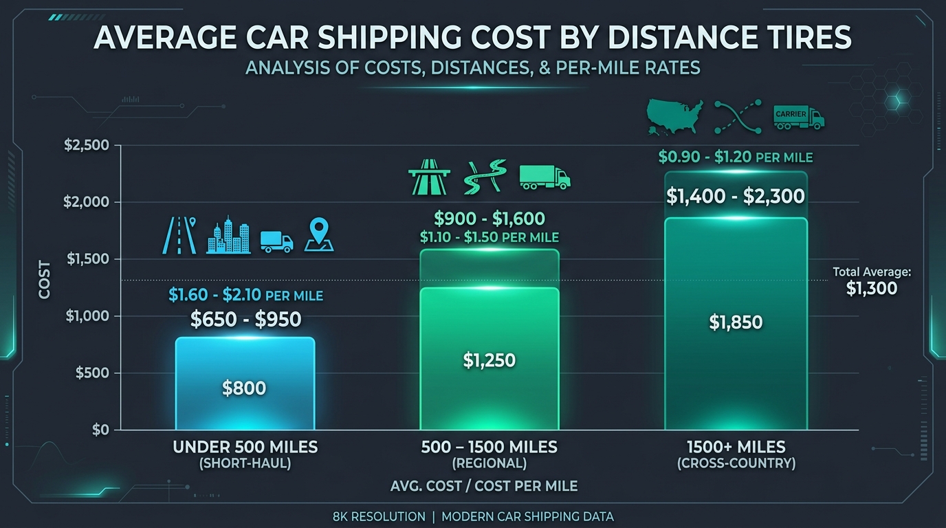 Chart showing average car shipping cost by distance in 2026 Chart showing average car shipping cost by distance in 2026